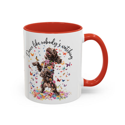Cockapoo/Cavapoo "Dance like nobody's watching" personalized colourful Mugs, 11oz