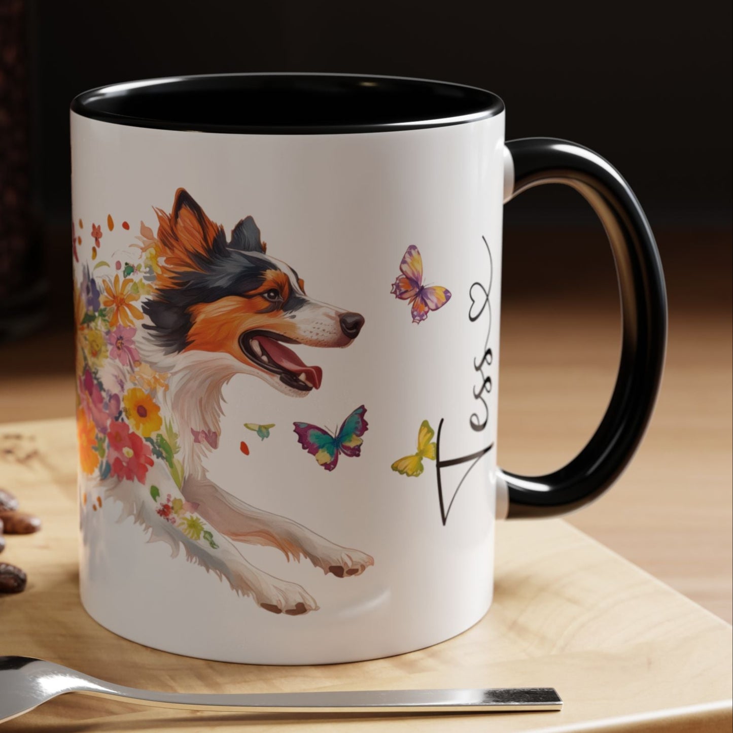 Rough Collie Personalized Accent Mugs, 11oz