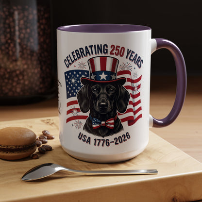 Dachshund #1 - 250th Celebration Personalised  Accent Mugs, 11oz & 15oz