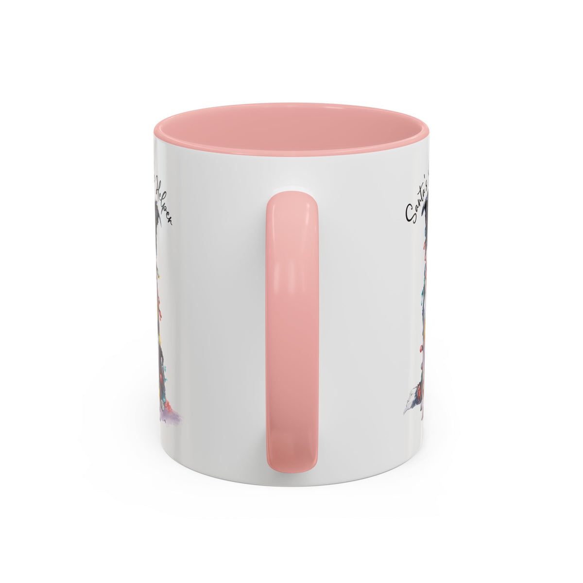 Border Collie, Santa's little helper, personalised accent colour 11oz mug