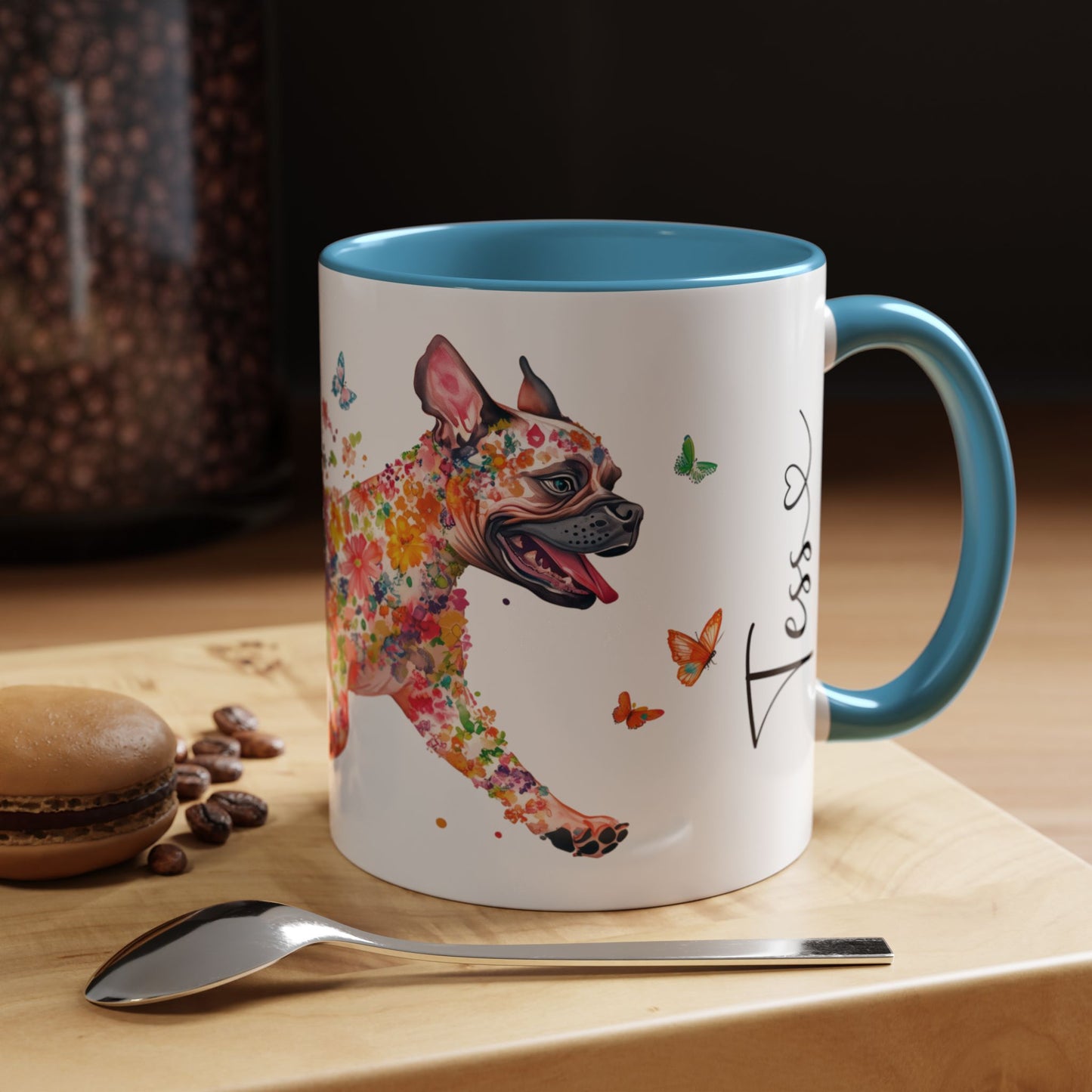 White Boxer Personalized Accent Mugs, 11oz
