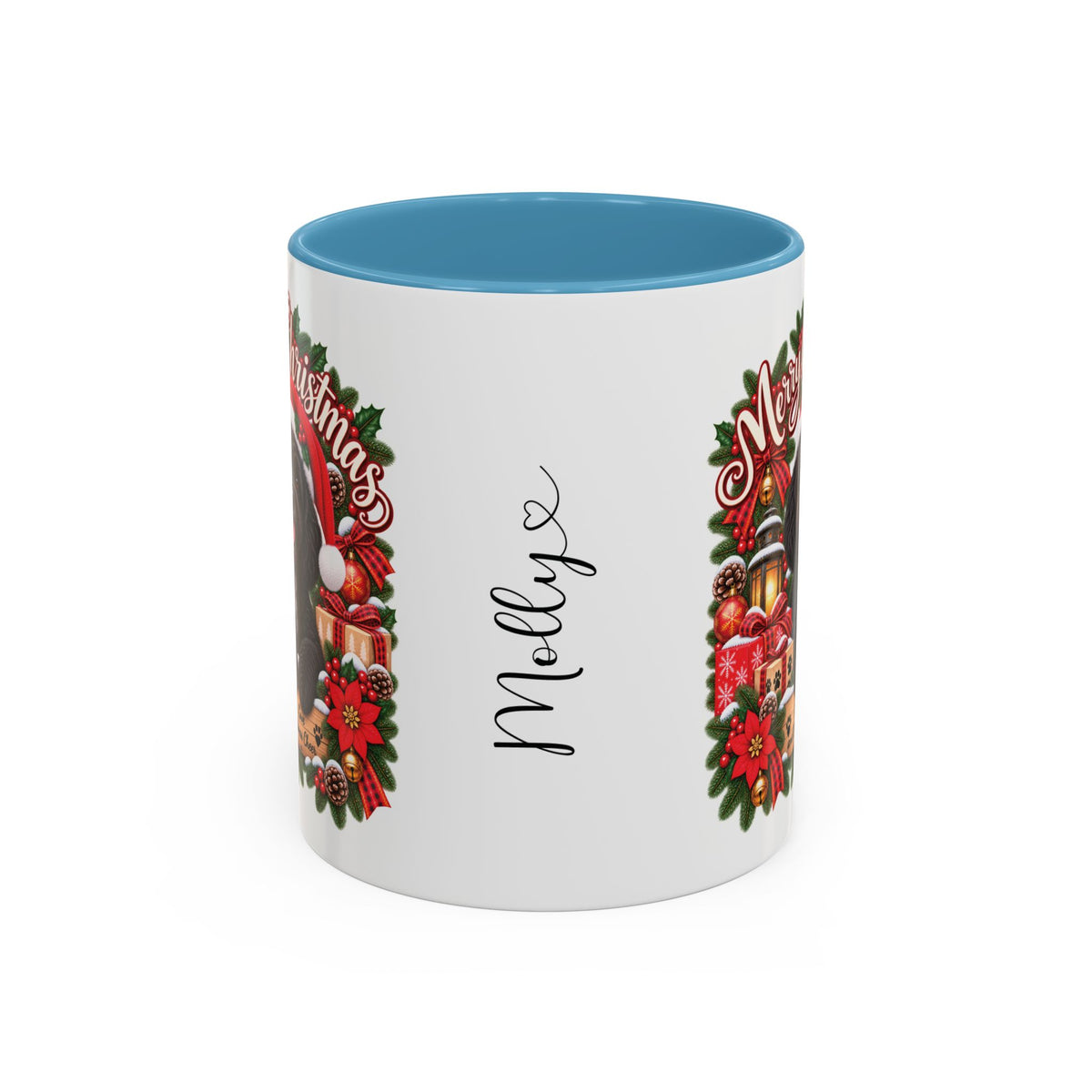 Cavapoo, Cavoodle, Cockapoo Merry Christmas, personalised accent colour 11oz mug