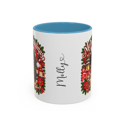 Cavapoo, Cavoodle, Cockapoo Merry Christmas, personalised accent colour 11oz mug