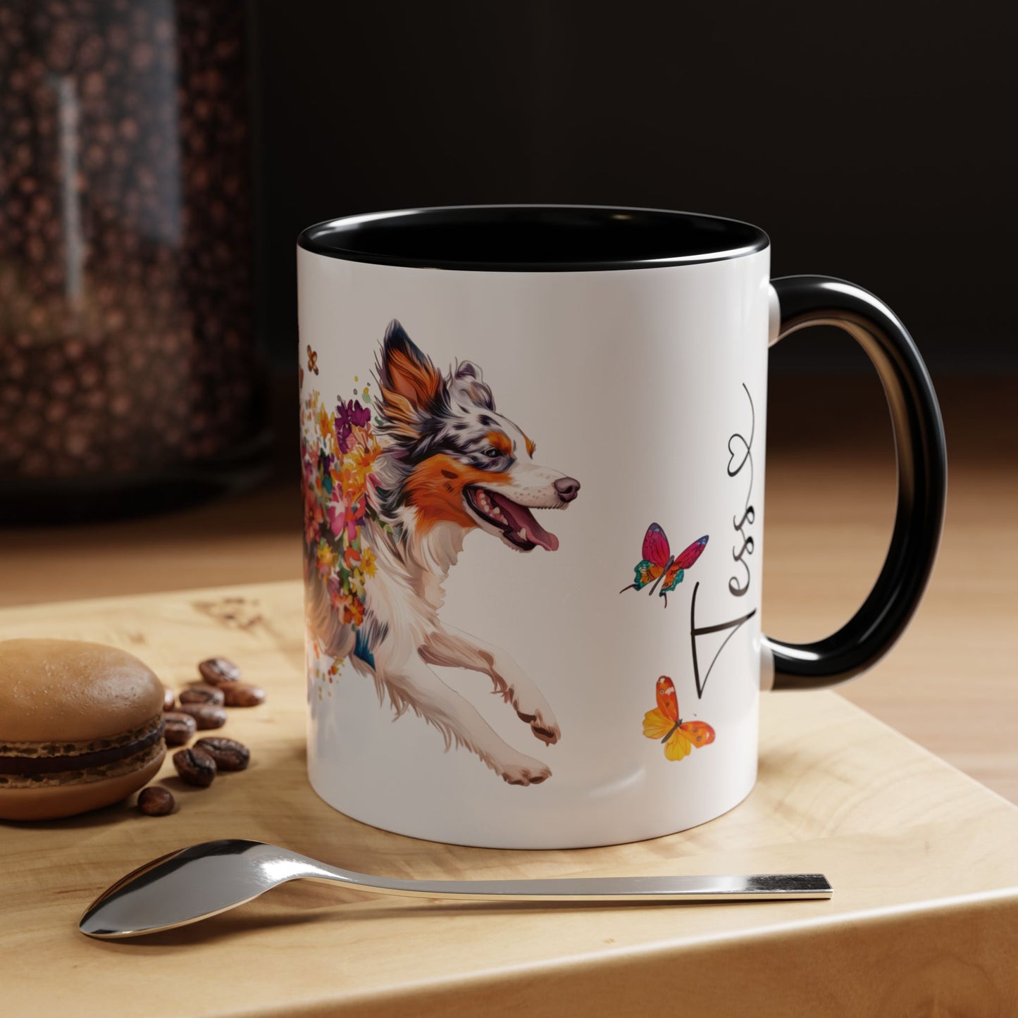 Border Collie (Australian Collie) Blue Merle, Personalized Accent Mugs, 11oz