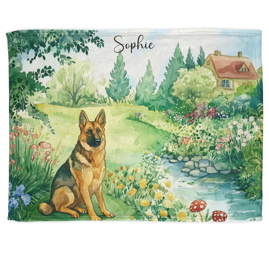 German Shepherd #2 Cottage Garden Personalised Blanket