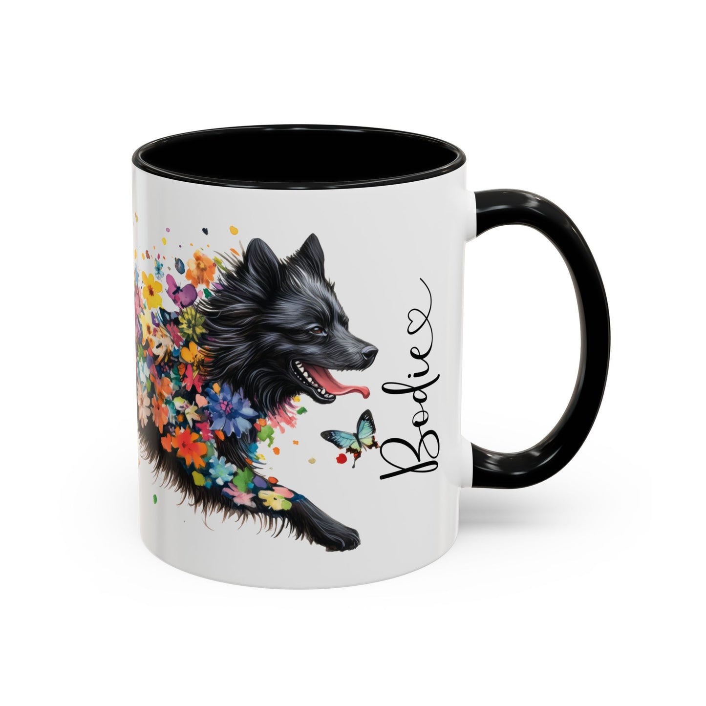 Keeshond #4 Personalized Accent Mugs, 11oz