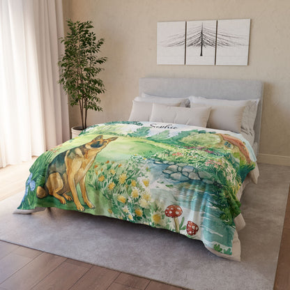 German Shepherd #2 Cottage Garden Personalised Blanket