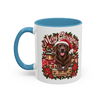 Labrador #3 Merry Christmas, personalised accent colour 11oz mug