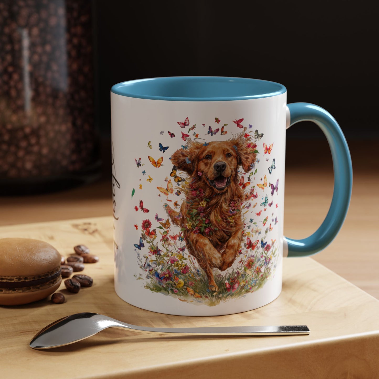 Red Golden Retriever Personalized Accent Mugs, 11oz