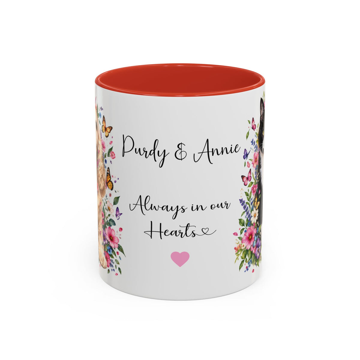 DUO (2 pets) - ANY DESIGN Floral Personalized Accent Mugs, 11oz