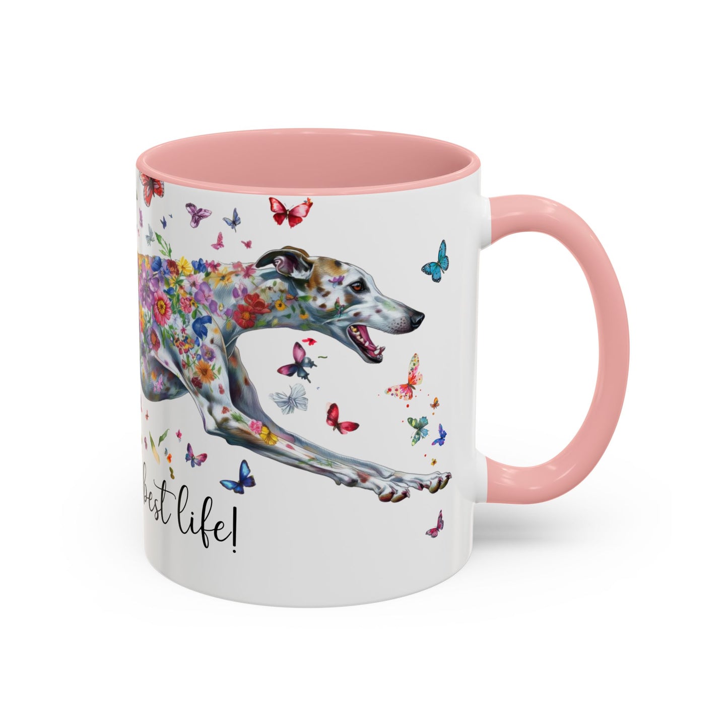 Greyhound #5 Living my best life, Accent Mugs, 11oz