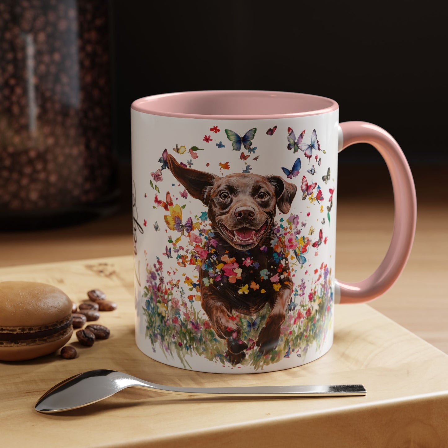 Chocolate Labrador #2 Personalized Accent Mugs, 11oz