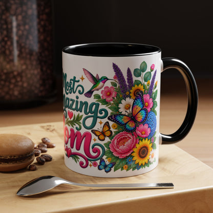Most Amazing Mom, 11oz  accent mug (US spelling)