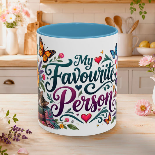 My Favorite Person, 11oz  accent mug (UK spelling)