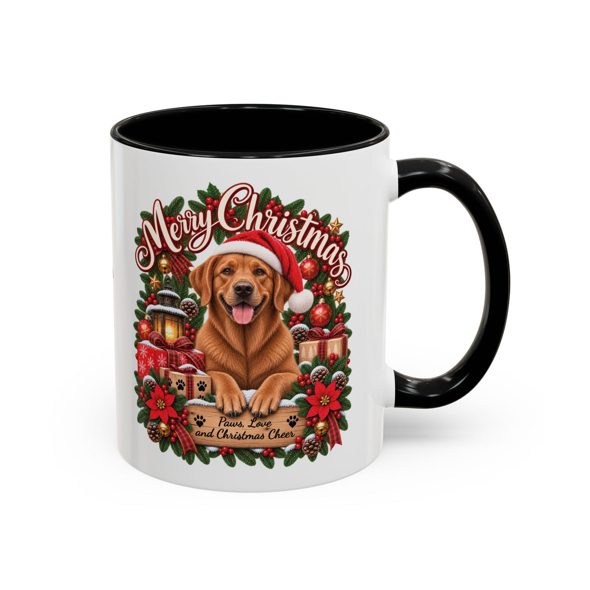 Labrador #4 Merry Christmas, personalised accent colour 11oz mug