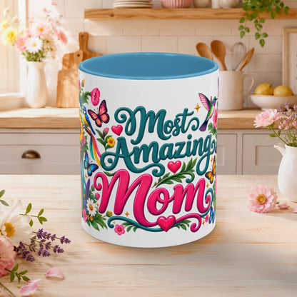 Most Amazing Mom, 11oz  accent mug (US spelling)