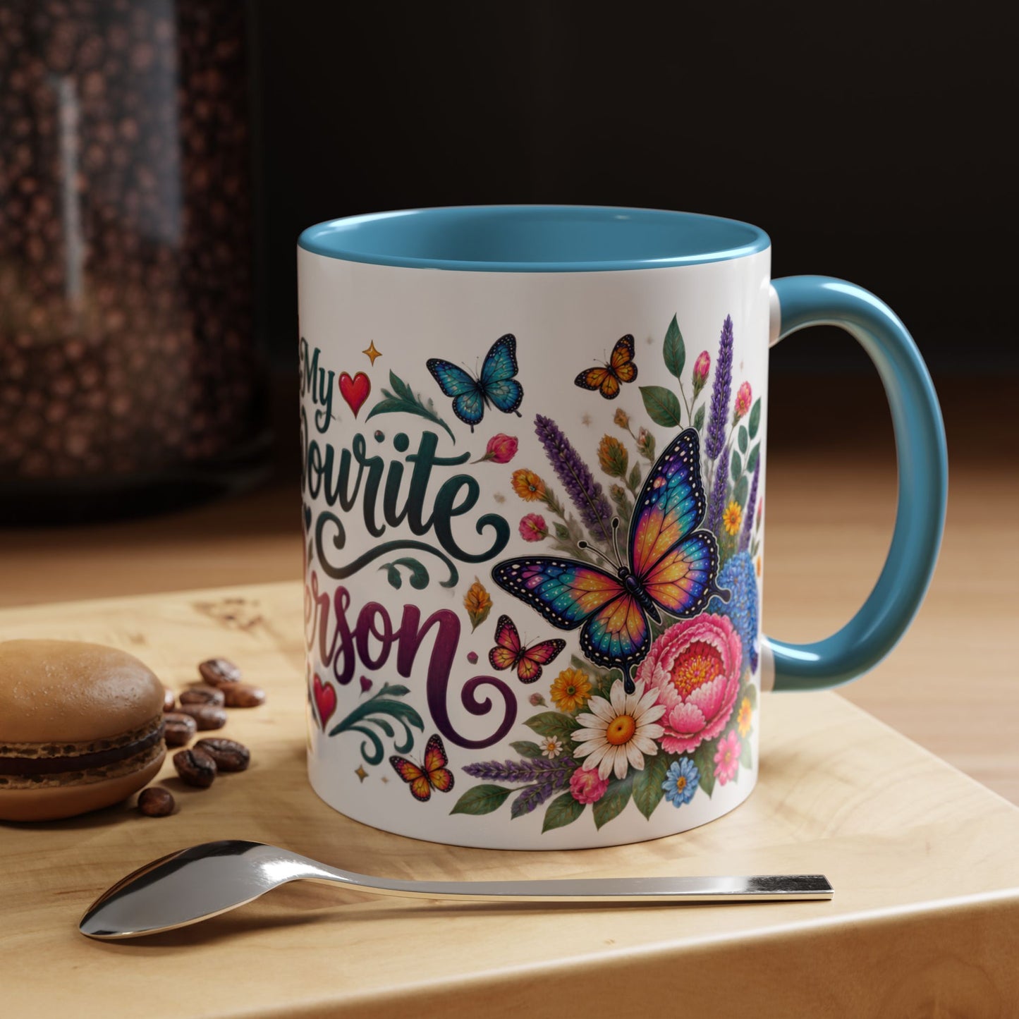 My Favorite Person, 11oz  accent mug (UK spelling)