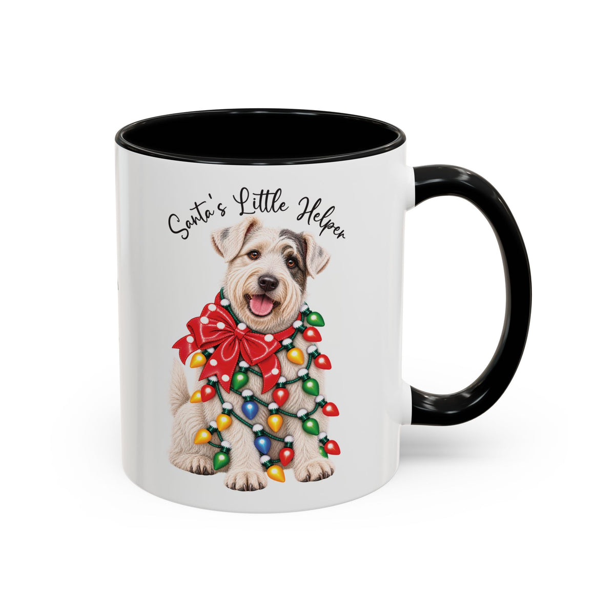 Sealyham Terrier, Santa's little helper, personalised accent colour 11oz mug