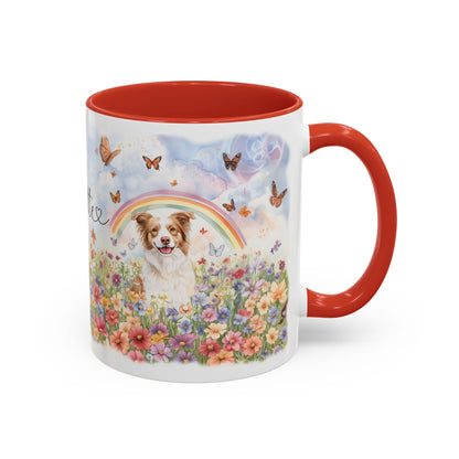 Border Collie, Red Merle Rainbow Personalized Accent Mugs, 11oz