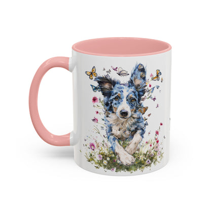Border Collie #3 Personalized Accent Mugs, 11oz