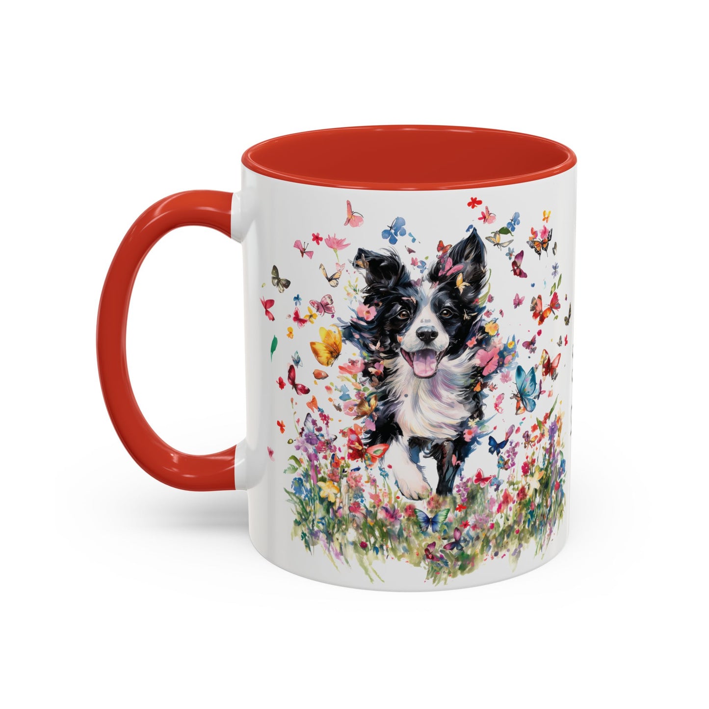 Border Collie #4 Personalized Accent Mugs, 11oz