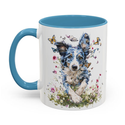 Border Collie #3 Personalized Accent Mugs, 11oz