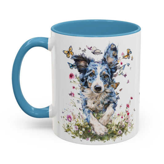 Border Collie #4 Personalized Accent Mugs, 11oz