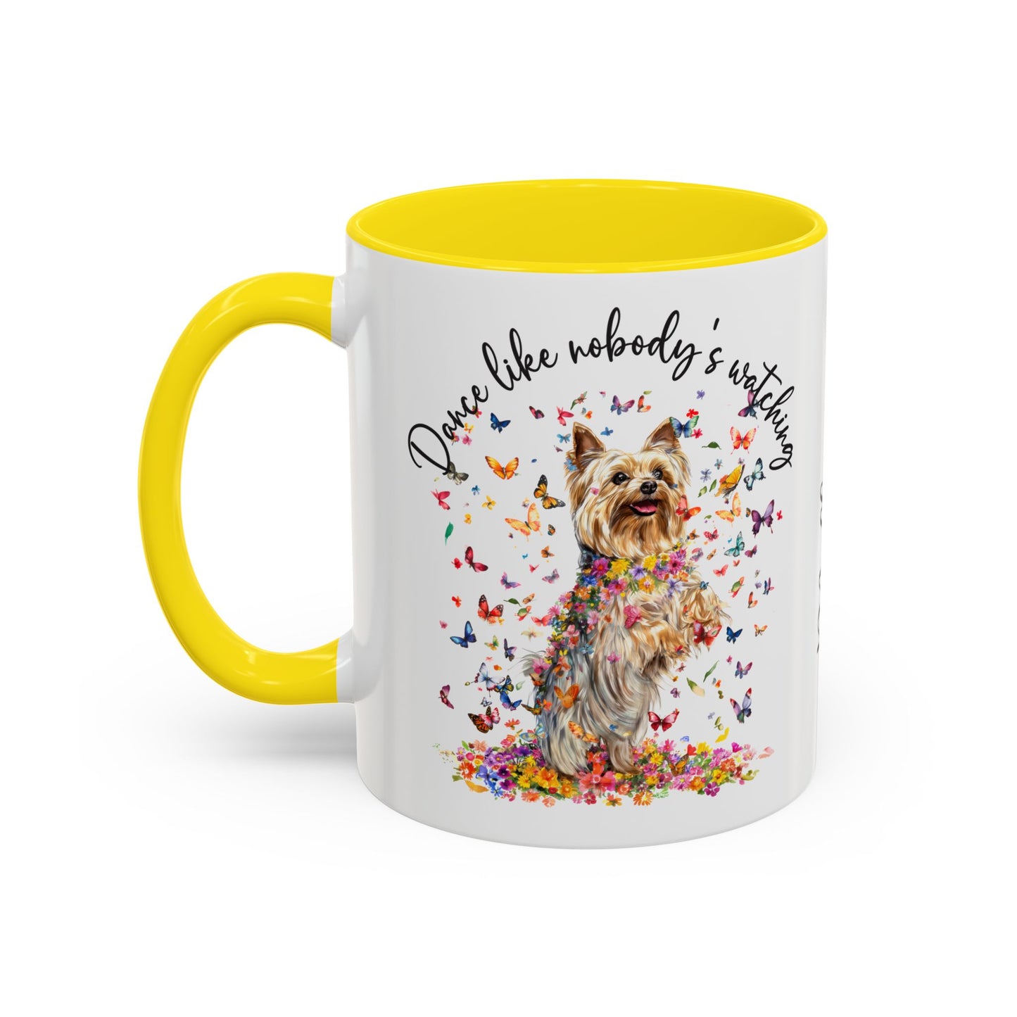 Silky Terrier "Dance like nobody's watching" personalized colourful Mugs, 11oz