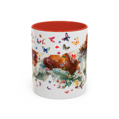 Irish Red & White Setter, Personalized Accent Mugs, 11oz