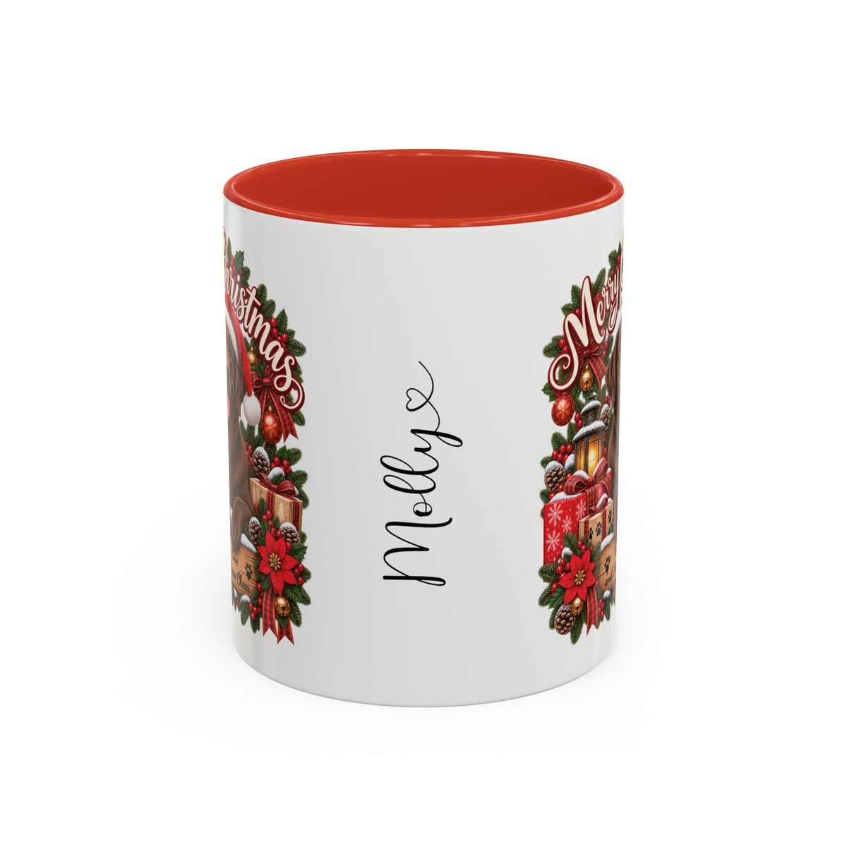 Labrador #3 Merry Christmas, personalised accent colour 11oz mug