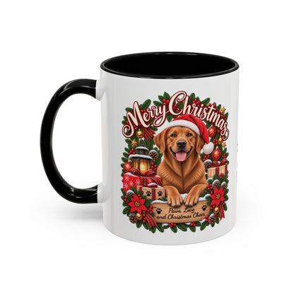 Labrador #4 Merry Christmas, personalised accent colour 11oz mug