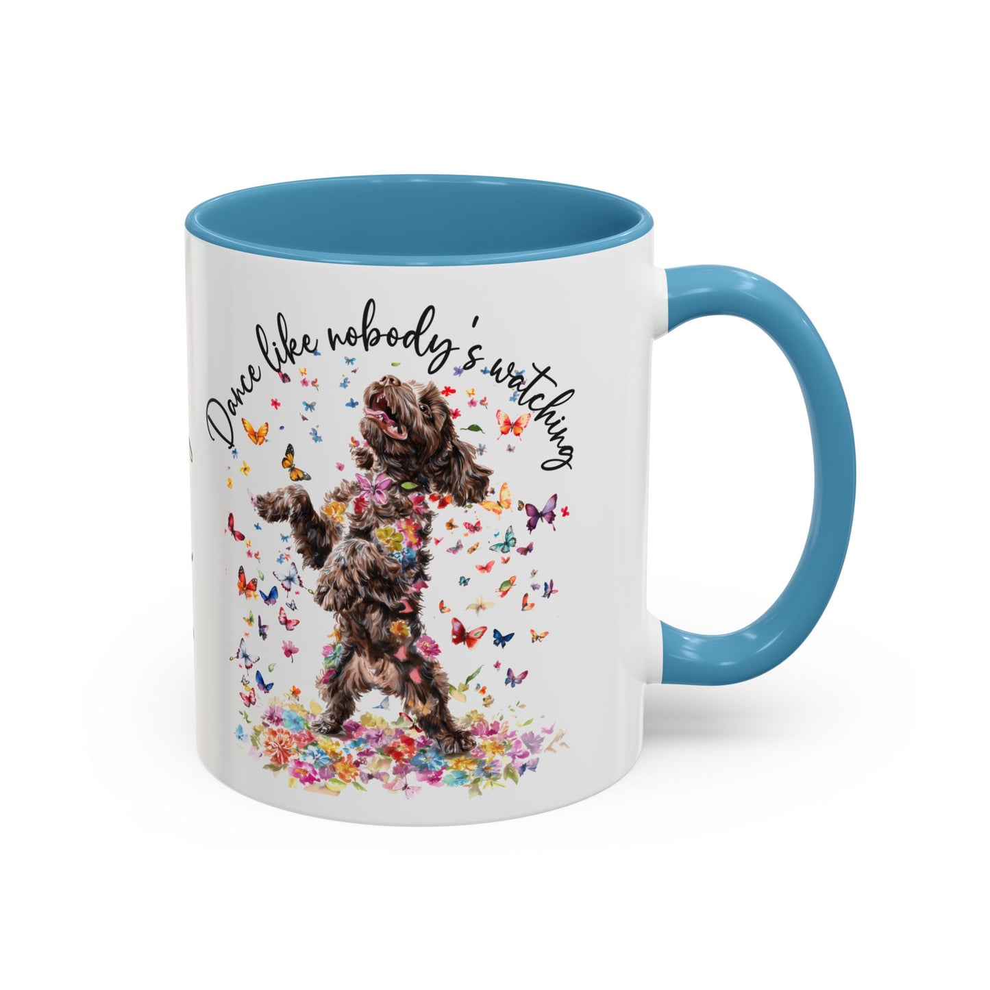 Cockapoo/Cavapoo "Dance like nobody's watching" personalized colourful Mugs, 11oz