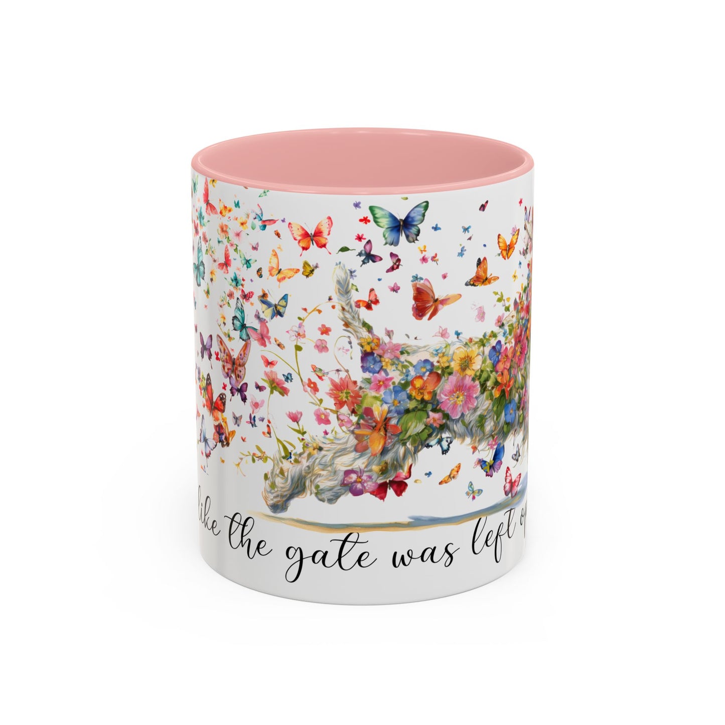 Schnauzer #2,  Live like the gate was left open, Colorful Accent Mugs, 11oz