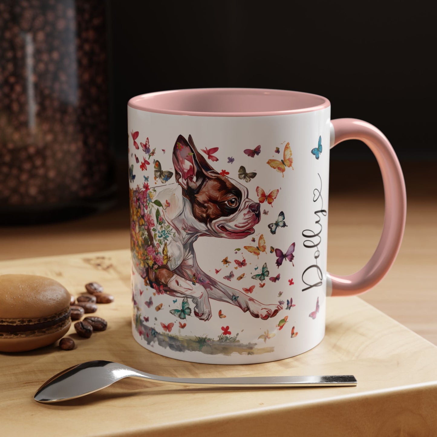 Boston Terrier #4, Personalized Accent Mugs, 11oz