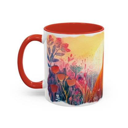 Fox Sunrise #2 Personalized Accent Mugs, 11oz