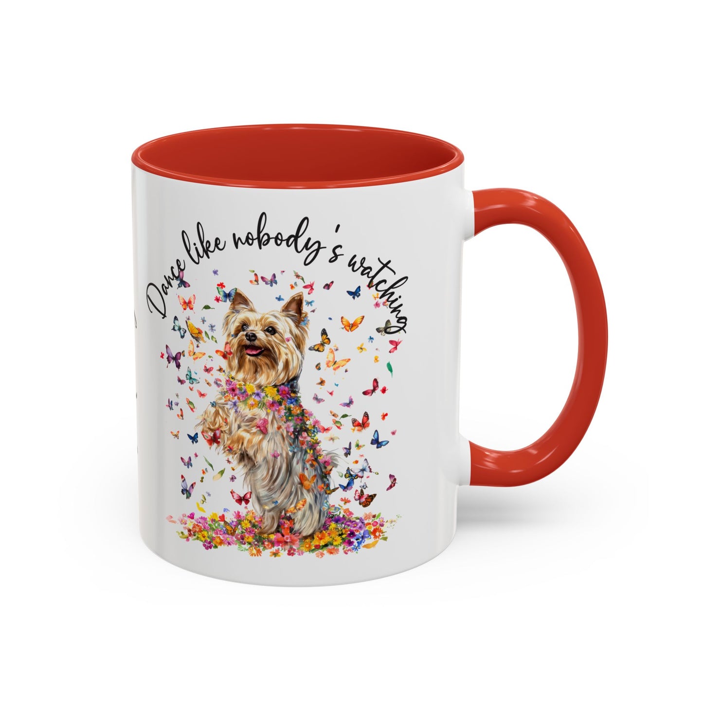 Silky Terrier "Dance like nobody's watching" personalized colourful Mugs, 11oz