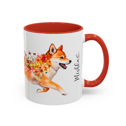 Shiba Inu Personalized Colorful Accent Mugs, 11oz