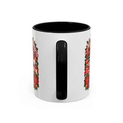 Poodle #4 Merry Christmas, personalised accent colour 11oz mug