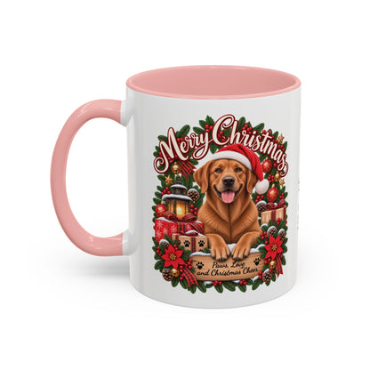 Labrador #4 Merry Christmas, personalised accent colour 11oz mug