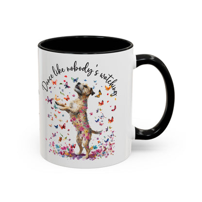 Border Terrier "Dance like nobody's watching" personalized colourful Mugs, 11oz
