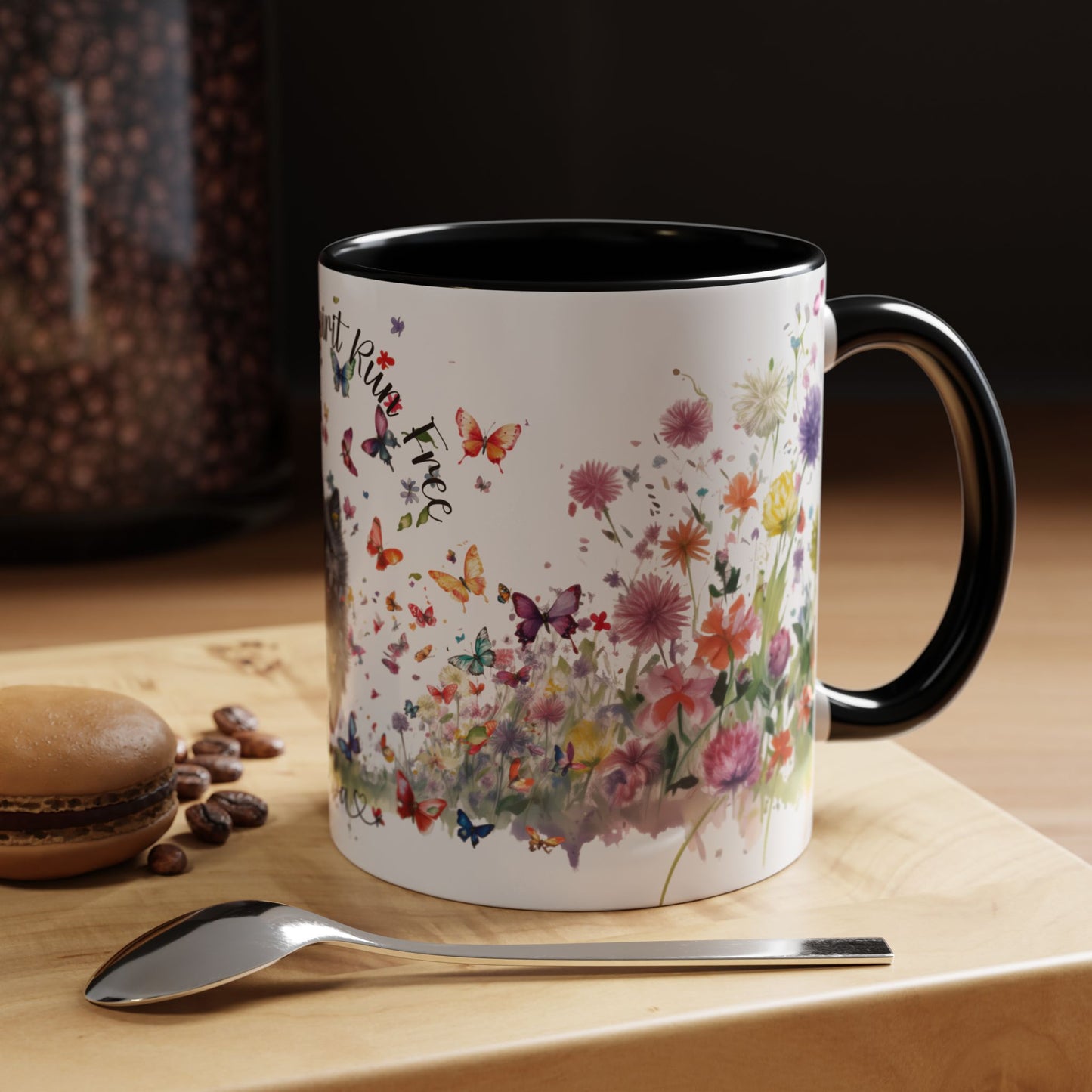 Schipperke Let your spirit run free Personalized Accent Mugs, 11oz