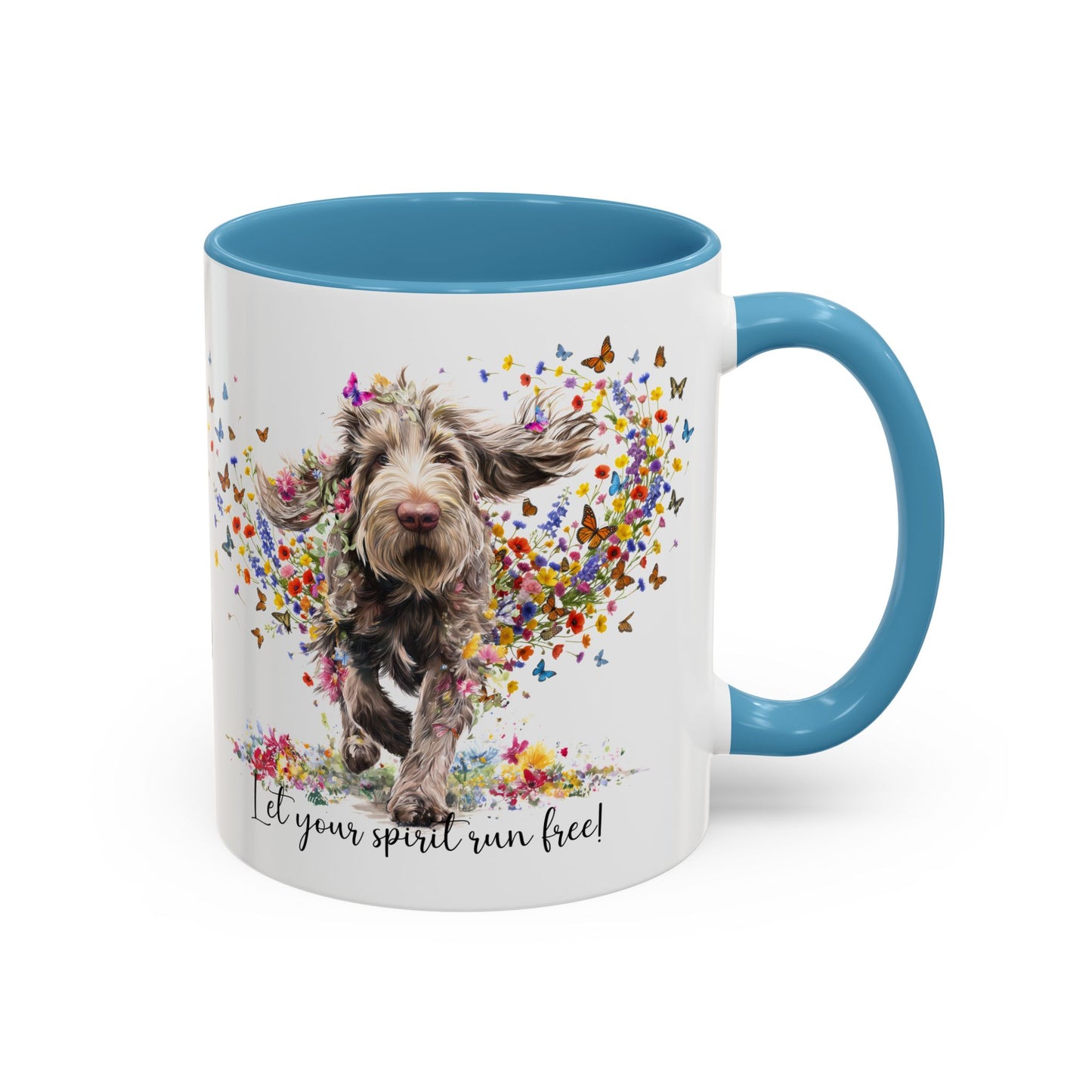 Spinone Italiano #2, Let your spirit run free, personalized colourful Mugs, 11oz