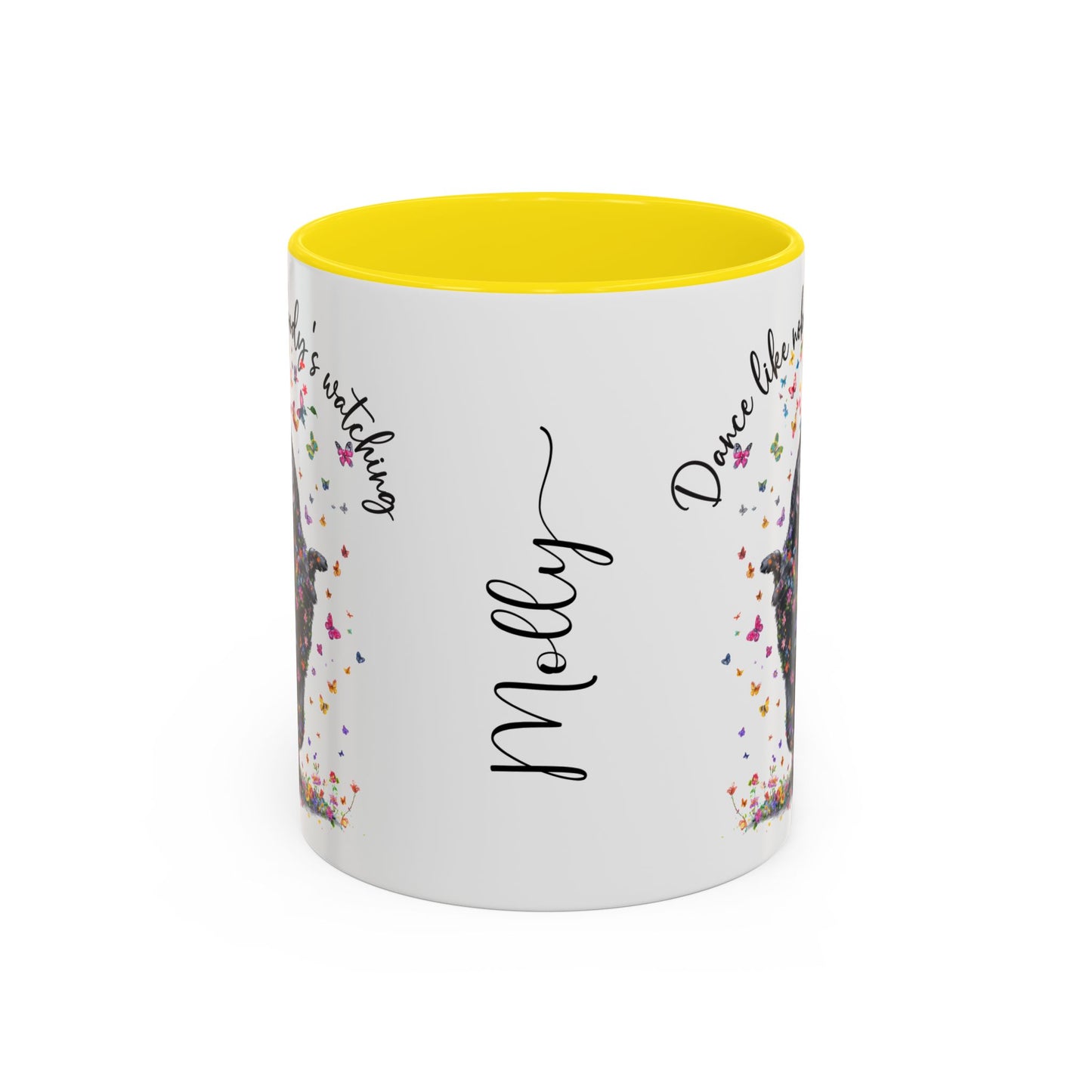 Schipperke "Dance like nobody's watching" personalized colourful Mugs, 11oz