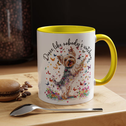 Yorkshire Terrier, Dance like nobody's watching 11oz  Accent Mugs