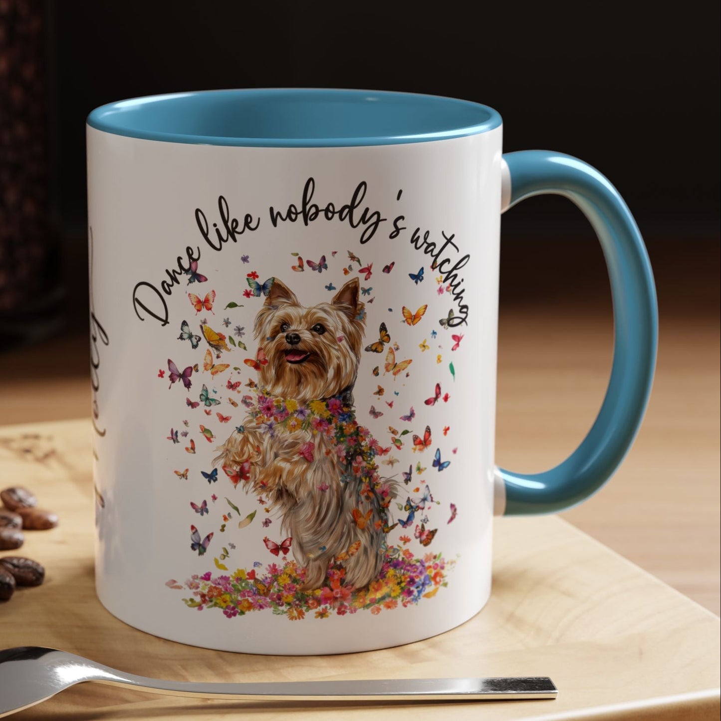 Silky Terrier "Dance like nobody's watching" personalized colourful Mugs, 11oz