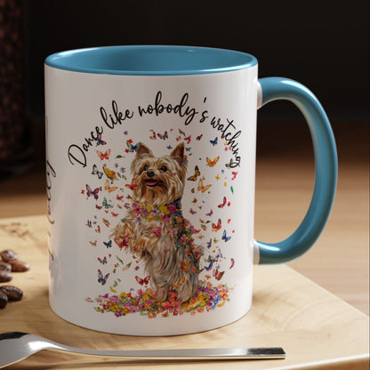 Silky Terrier "Dance like nobody's watching" personalized colourful Mugs, 11oz
