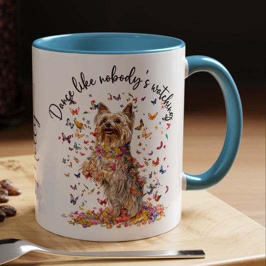 Silky Terrier "Dance like nobody's watching" personalized colourful Mugs, 11oz