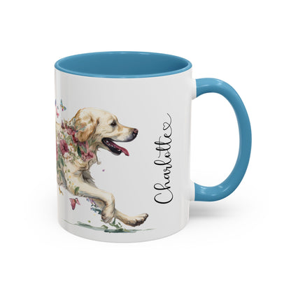 Cream Golden Retriever Personalized Accent Mugs, 11oz