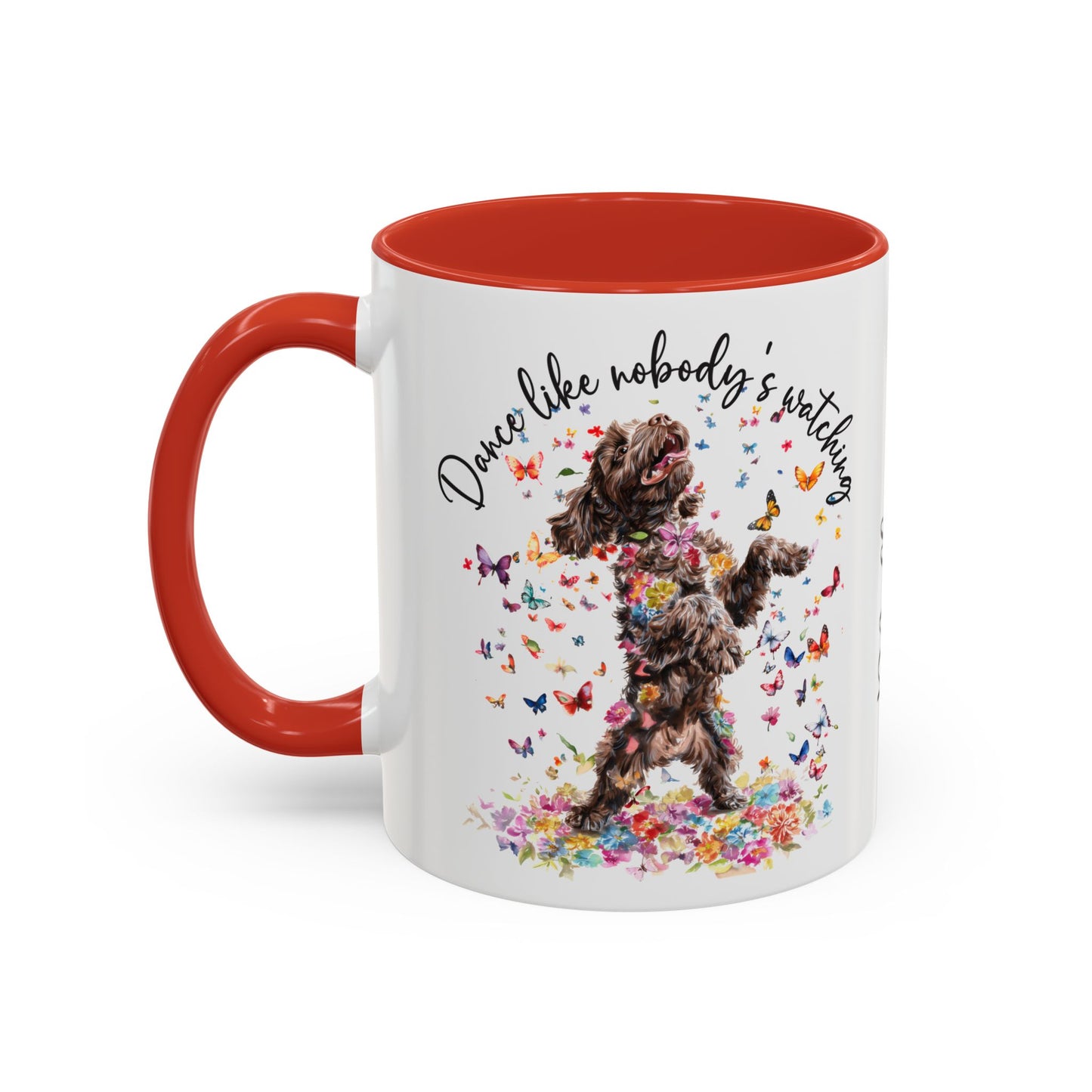 Cockapoo/Cavapoo "Dance like nobody's watching" personalized colourful Mugs, 11oz