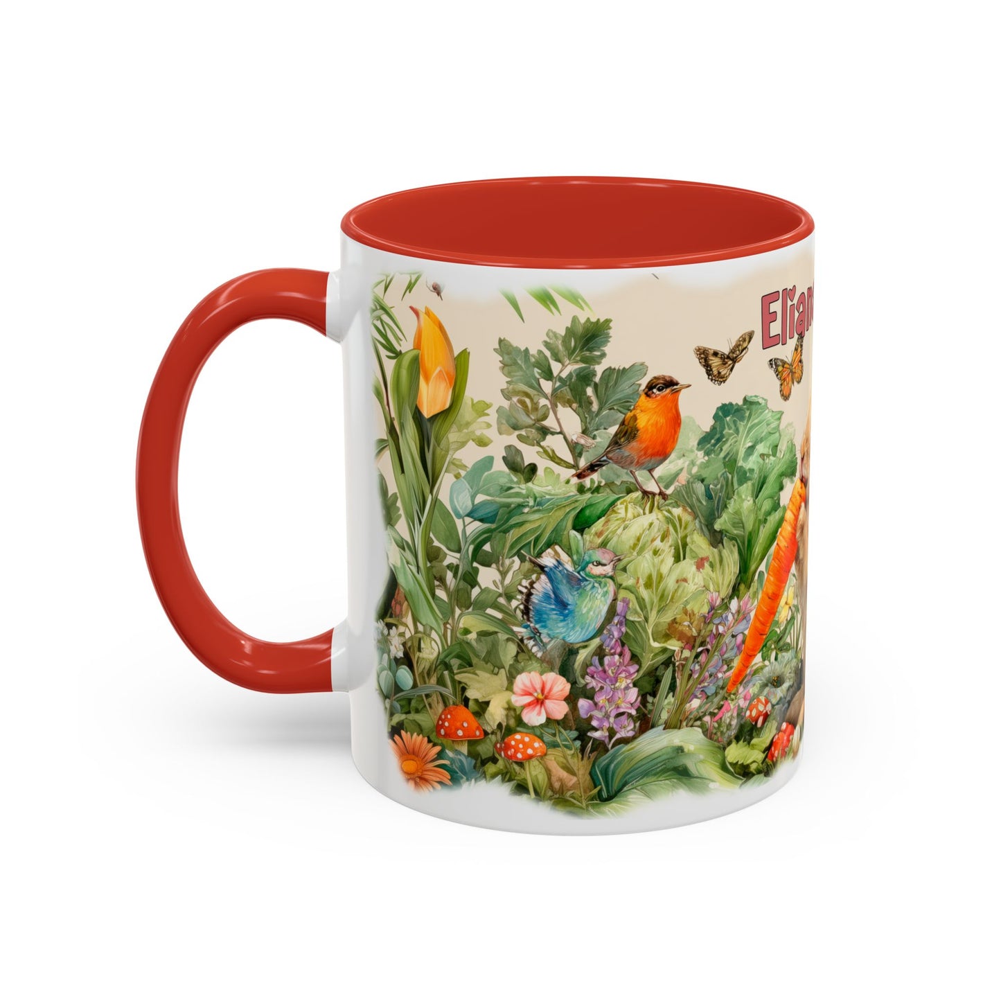 Country Rabbit Personalized Accent Mugs, 11oz